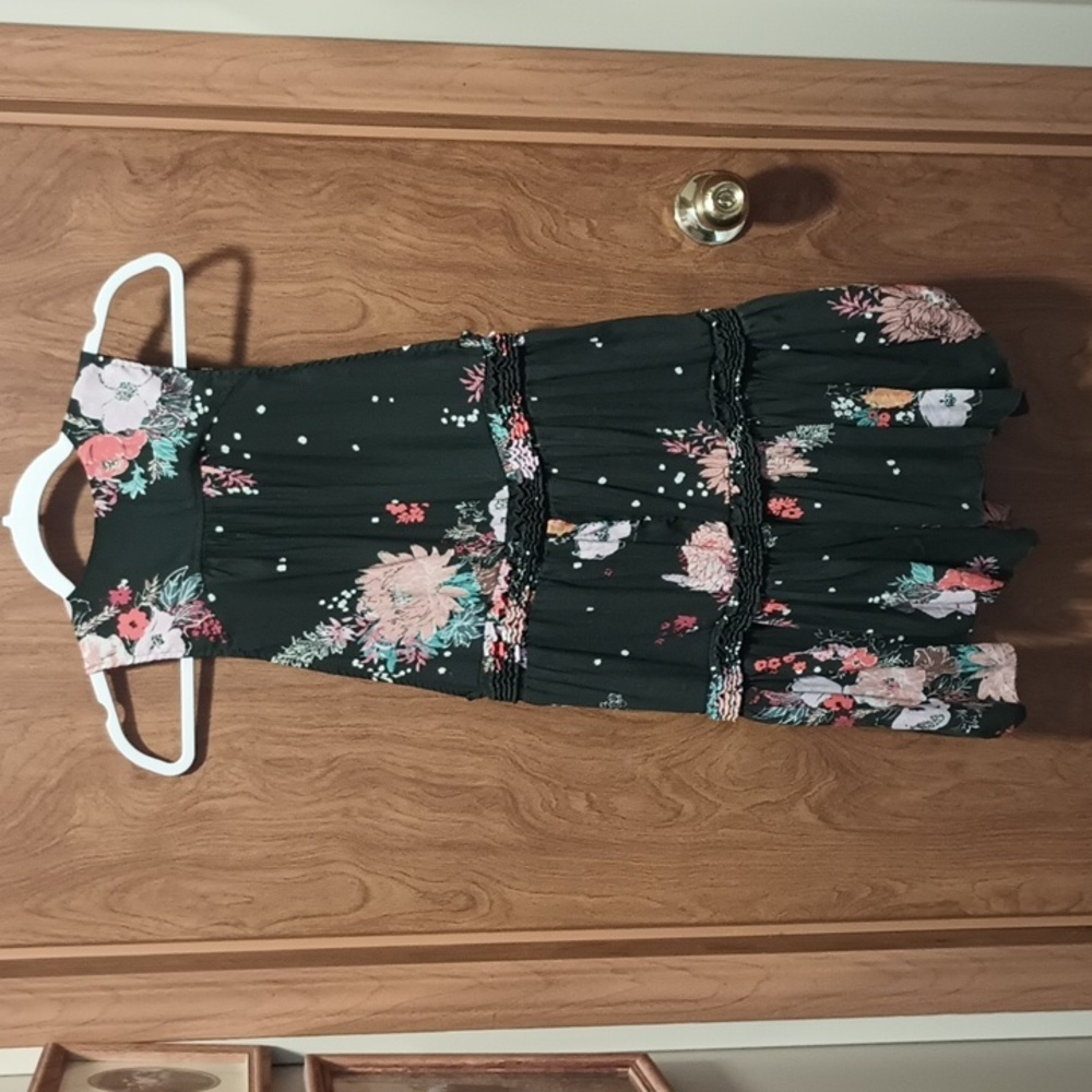 Free People High Low Haze Black Floral Sleeveless Tunic Top Tank Shirt XS Small - Picture 8 of 8
